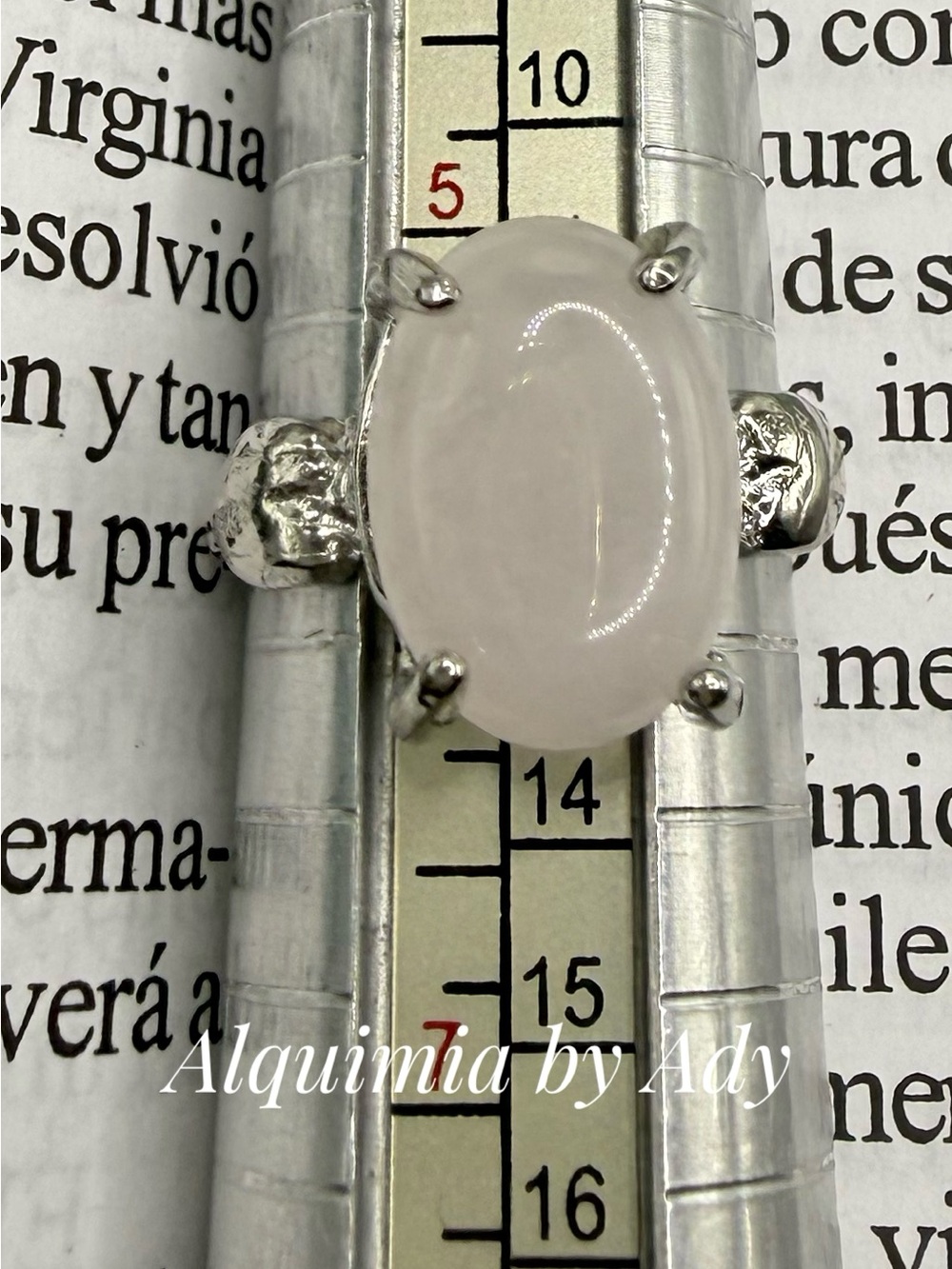 Pink Quartz Rhodium Silver Ring – 20mm Oval Stone, Tarnish-Resistant
